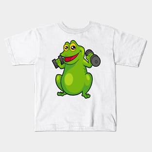 Frog at shoulder training with Dumbbells Kids T-Shirt